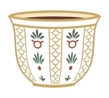 Arabic letters rising from a cup